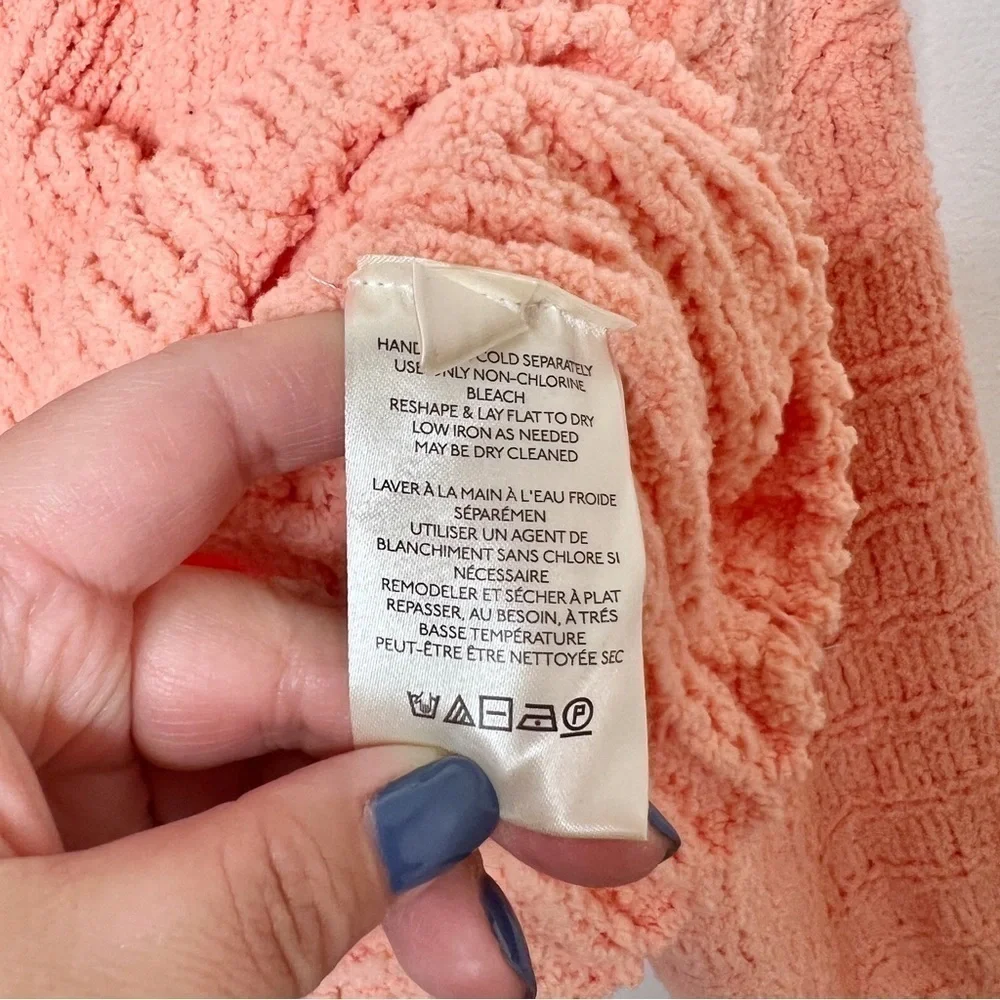 Free People Peach Be Yours Cozy Cowl Neck Women’s Balloon Sleeve Sweater Sz XS